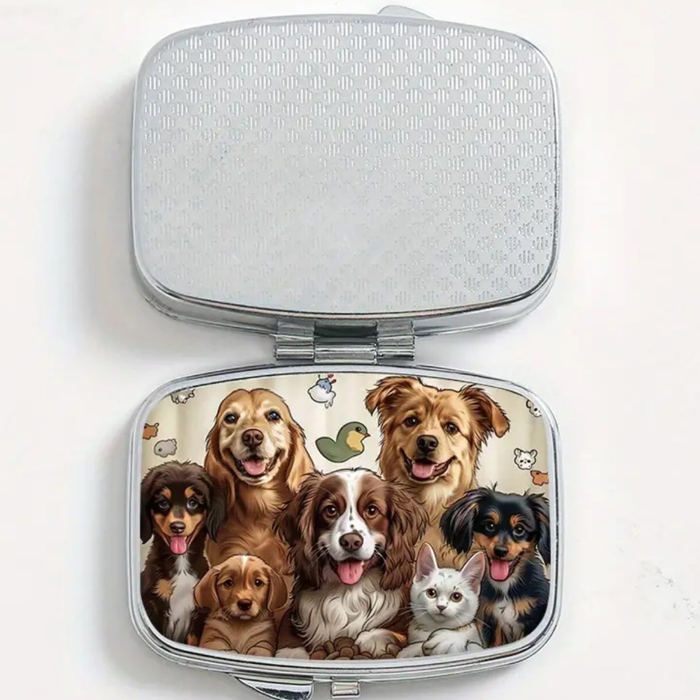 NEW| Cute Happy Dogs Pill Box Portable Case Medicine Organizer